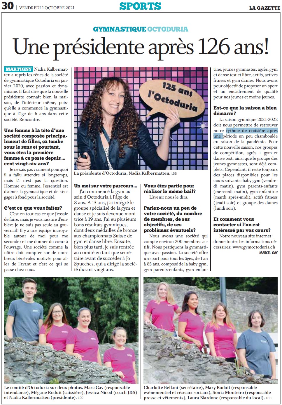 Article gazette 1er octobre 2021